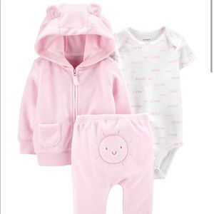 Baby Girls 3 Pc bodysuit,Hoodie & Pants set